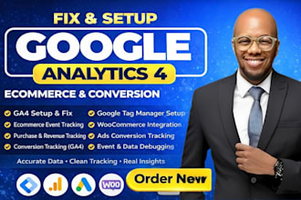fix or setup google analytics 4 ecommerce tracking, GTM for shopify, woocommerce