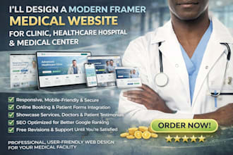 design modern framer medical website for clinic, healthcare and medical center