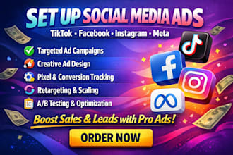 setup social media ads tiktok facebook twitter ig meta ads creative post design