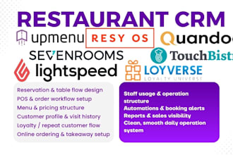 setup restaurant crm upmenu toast lightspeed sevenrooms loyverse resyos quandoo
