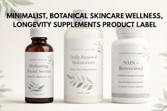 design minimalist botanical skincare wellness longevity supplement product label