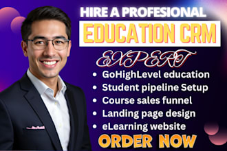 setup education crm gohighlevel sales funnel course university elearning website