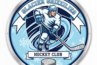 do unique bear head ice hockey player logo 1 day