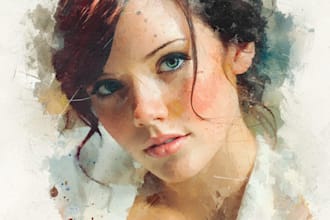 create a digital watercolor portrait or watercolor