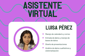 ser tu asistente virtual profesional para apoyo administrativo y otros