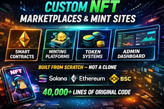 develop nft minting sites, marketplaces, tokens  smart contracts minting dapp