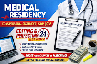 edit and perfect medical residency eras personal statement sop CV in 24 hour