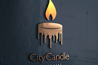 design minimal candle logo and candle label asap