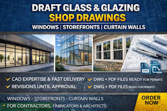 draft glass and glazing shop drawings for storefront, curtain wall and windows