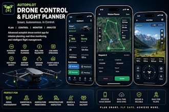 design an autopilot drone control, uav navigation and flight planning app