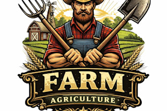 design high quality farm mascot logo with t shirt design