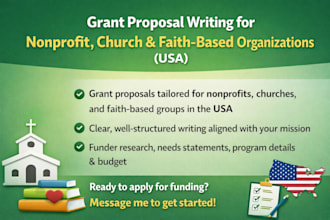 write community nonprofit, church and faith based grant proposals in the USA