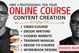 do instructional design, course creation, online course content, workbook design