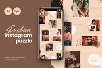design instagram posts, carousel posts, instagram puzzle feed and instagram feed
