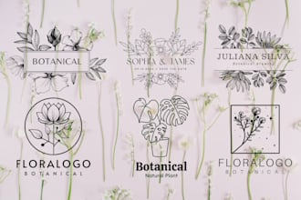 design custom hand drawn professional botanical boho logo