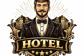 design high quality five star hotel mascot logo with t shirt design