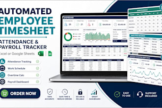 create automated employee timesheet, attendance tracker, and payroll spreadsheet