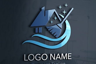 design clean house, janitorial and commercial cleaning logo