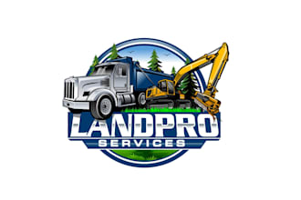 create graceful skid steer, excavator and truck logo design
