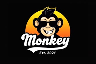 create an eye catching monkey head logo  in 12 hours
