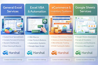 build excel dashboards, automation and inventory sheets