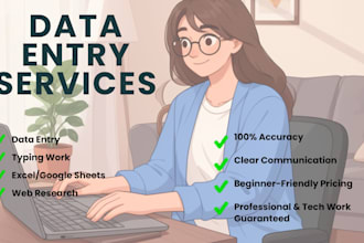 do accurate data entry, typing, excel and web research services
