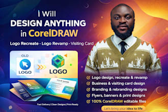 design in coreldraw, logo recreate, revamp, visiting card