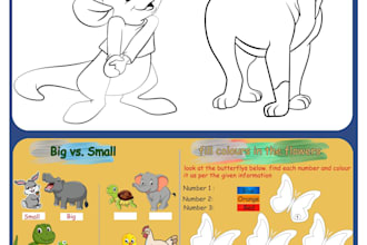 design kids colouring book, worksheets, school books, templat and custom designs