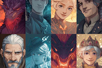 dnd party art and dnd character illustration