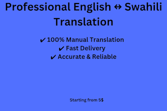translate english to swahili manually and proffessionally