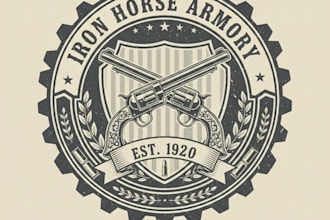 design a bold and professional gun shop logo