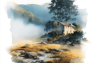 paint realistic landscape watercolor painting illustration