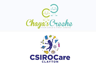design childcare kids daycare baby care baby shop children logo
