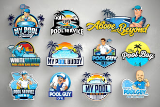 make swimming pool, pool cleaning, pool repair logo design