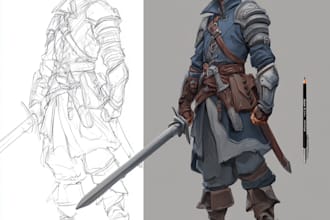 draw a fantasy character for dnd, pathfinder,