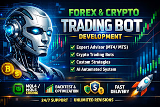build forex trading bot, expert advisor, forex robot,  trading, crypto bot, mql5