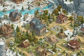 create detailed isometric map for game or web