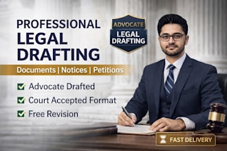 draft professional legal documents, notices and petition