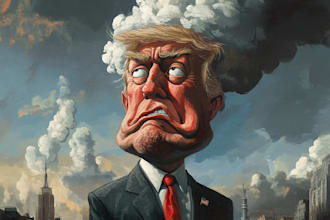 design a realistic political caricature artwork