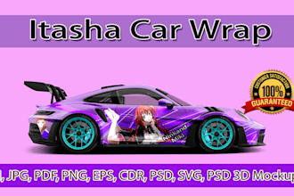 create professional car wrap, itasha car wrap, custom car wrap design