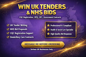write UK tender cqc registration nhs tender bid proposals rfq rfi domiciliary