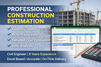 prepare boq, quantity takeoff and detailed cost estimation