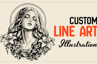 do custom line art illustrations for brands and merchandise