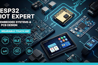 develop esp32 iot device programming, wearable touch hid, pcb and embedded