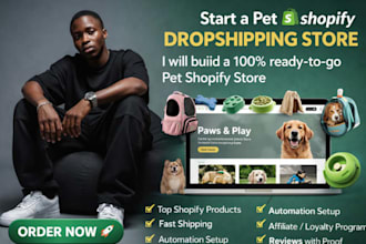build pet shopify store for dog and cat, pet dropshipping website USA, UK, eur