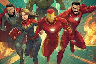 create superhero   mythical fantasy comic pages  for you