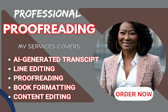 ai transcription proofreading ai generated transcript, line edit your book