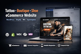 build tattoo design website boutique online store shoe ecommerce website develop