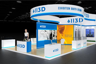 design a trade show booth, exhibition stand, backdrop and banner graphics