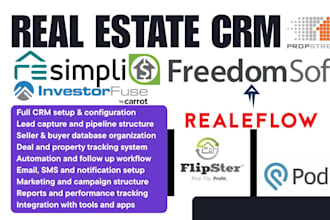 setup resimpli propstream investorfuse flipster freedomsoft podio realeflow crm